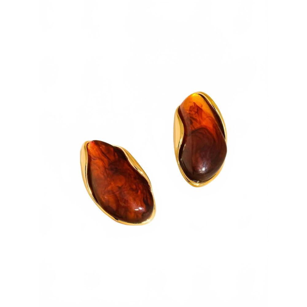 NEW FLANERIE BY MAIQ women's maélie resin drop earrings in brown